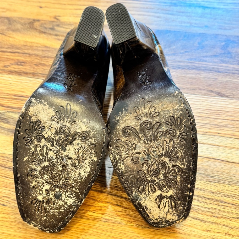 boc Born Beautiful Block Heel Leather Dragon Embossed Textured Pumps 6.5 37 - Picture 9 of 9